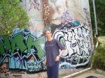 Undressing at the graffiti tank