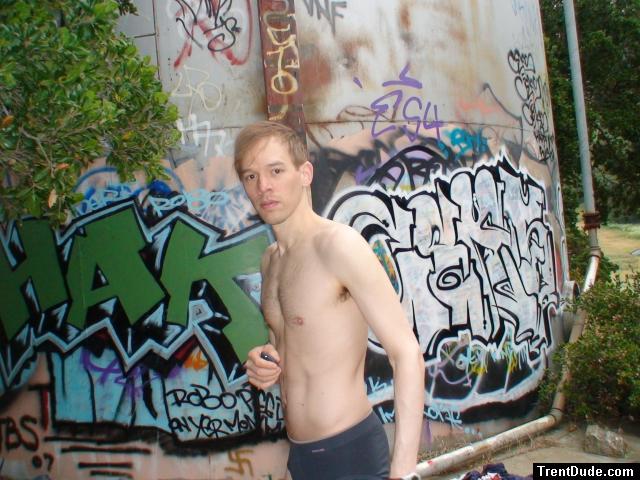 Grey Patagonia briefs at the graffiti tank