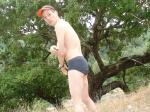 Grey Patagonia briefs, slightly overweight