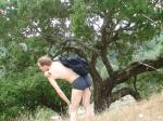 Doing some stretchings in grey Patagonia sport briefs