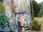 About to put on Tommy Hilfiger sweats, wearing grey Patagonia sport briefs at the graffit tower