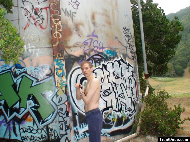 Feeling satisfied that no graffiti artists sprayed him