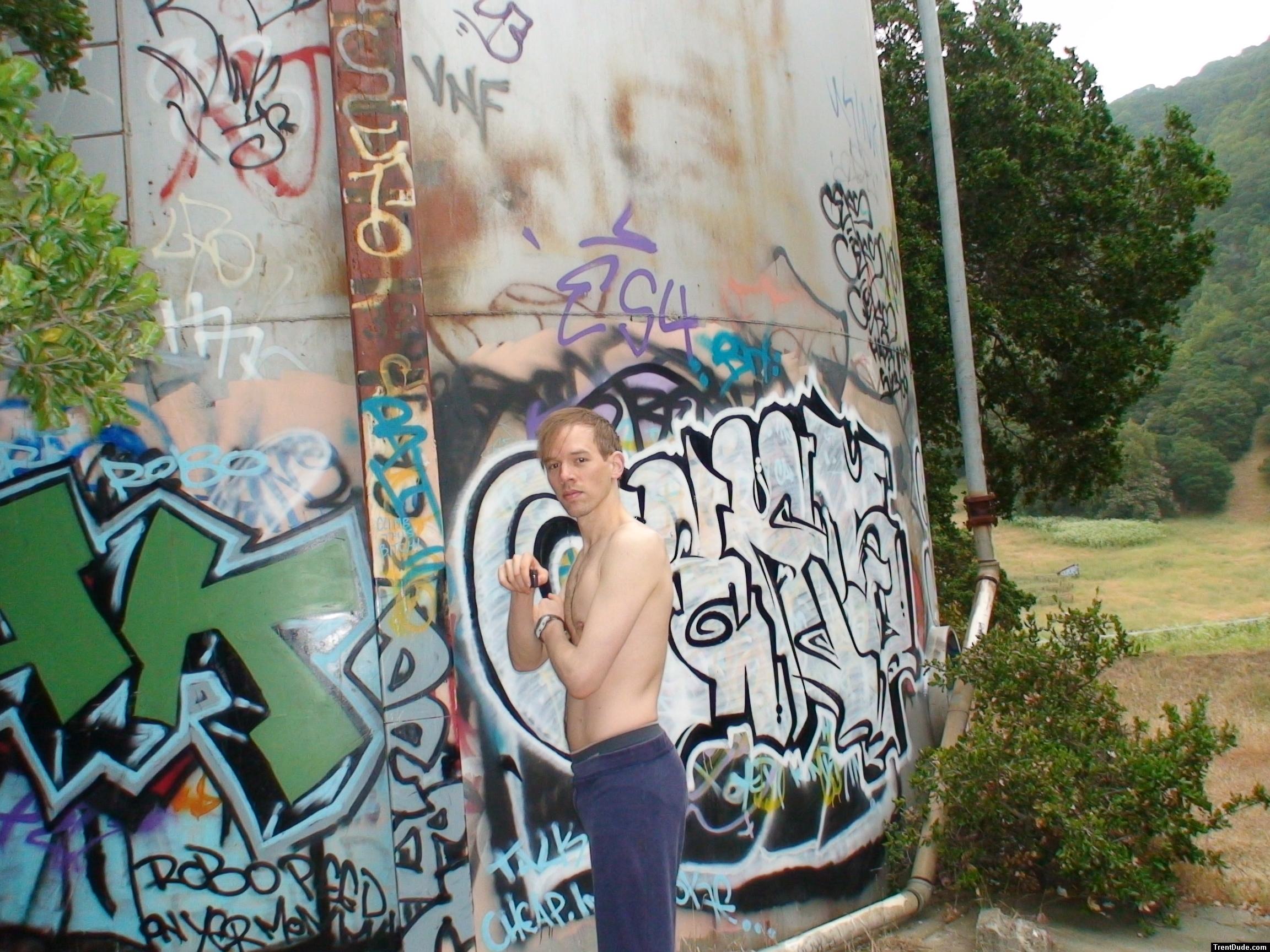 Feeling satisfied that no graffiti artists sprayed him