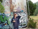 Making sure no graffiti artists saw him up in the hills