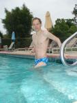 blue Speedo with splash pattern.