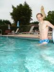 blue Speedo with splash pattern.