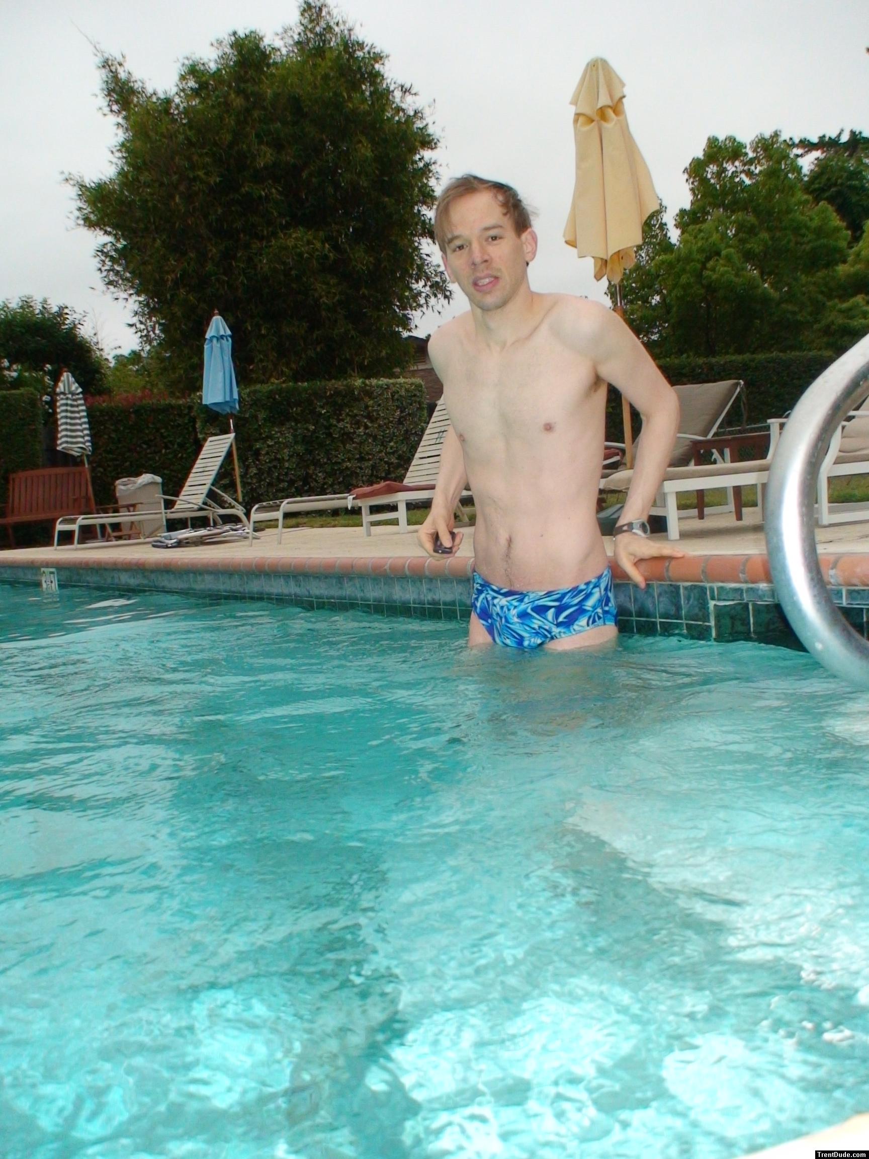 cold - blue Speedo with fashion splash pattern