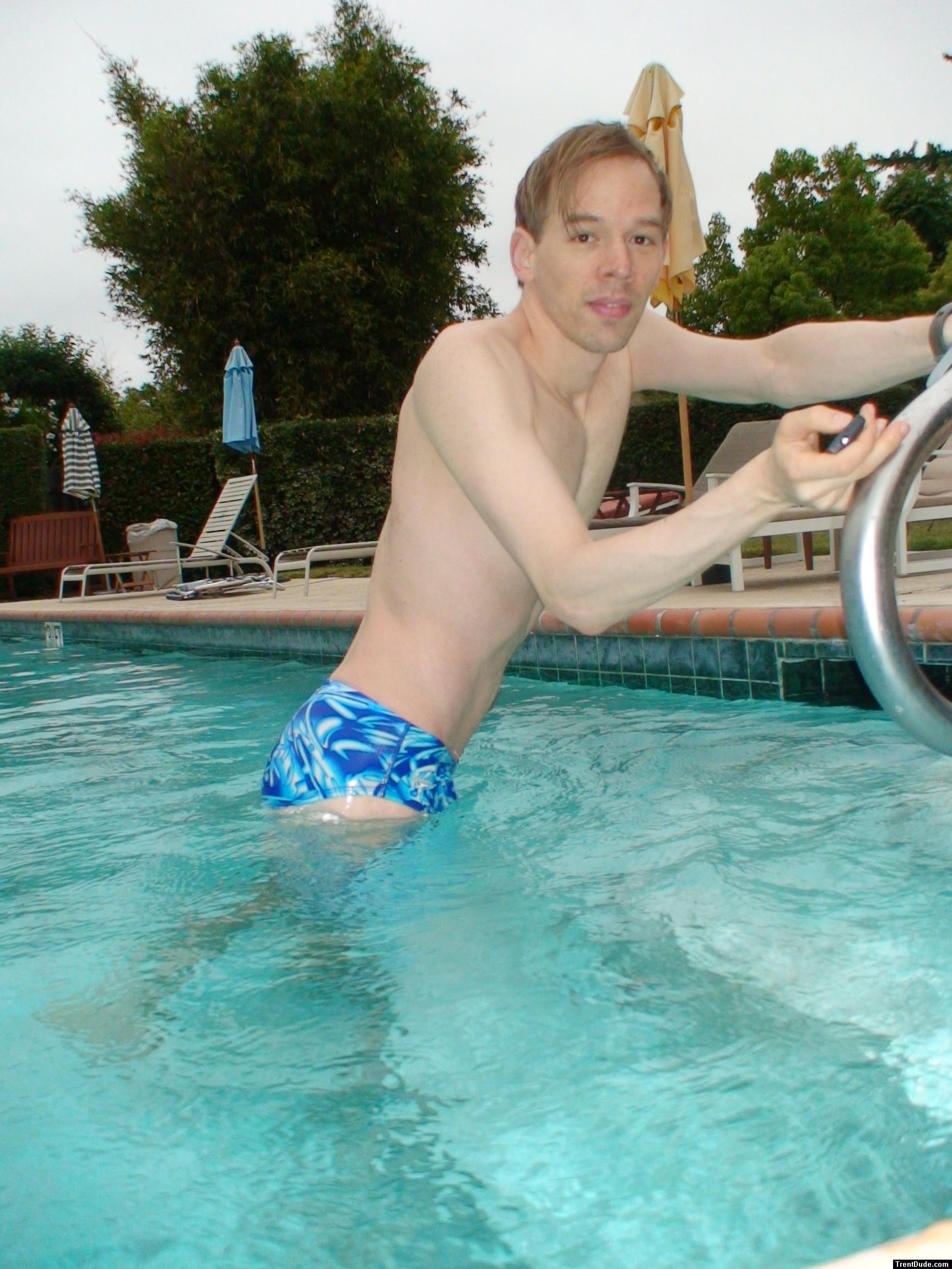 blue Speedo with fashion splash pattern