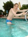warming up blue Speedo with fashion splash pattern