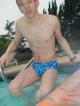 blue Speedo with fashion splash pattern (pouch)