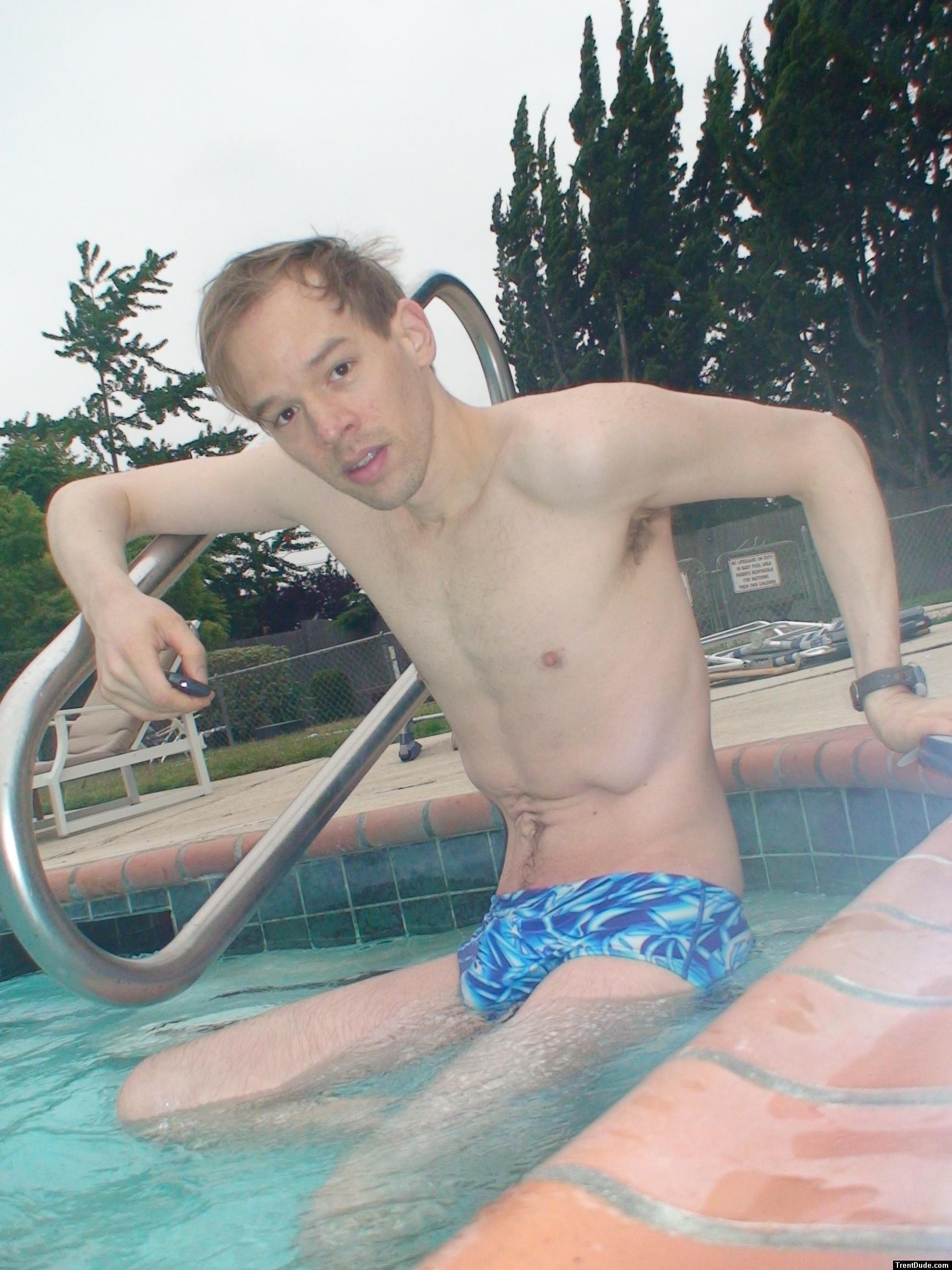 blue Speedo with fashion splash pattern