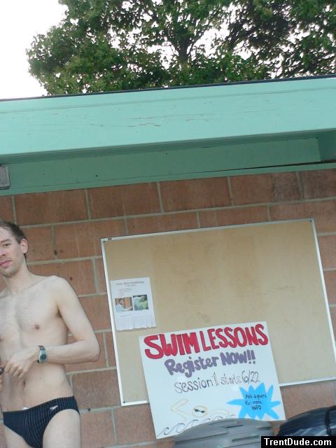 Sswim lessons in a speedo requires courage!