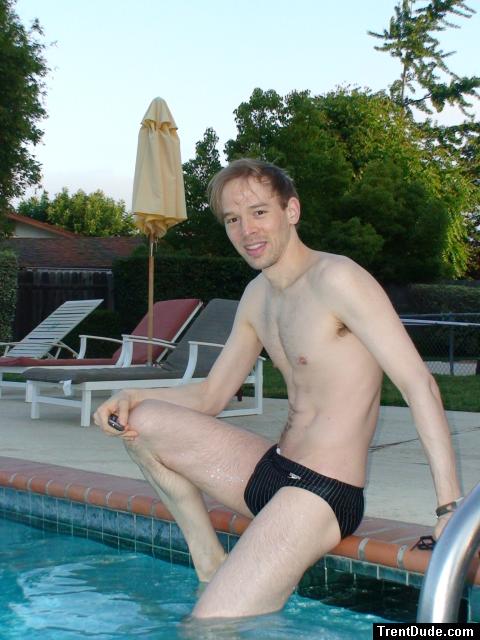 Smiling in a new Speedo Mens Paint Stripe brief from swimoutlet.com