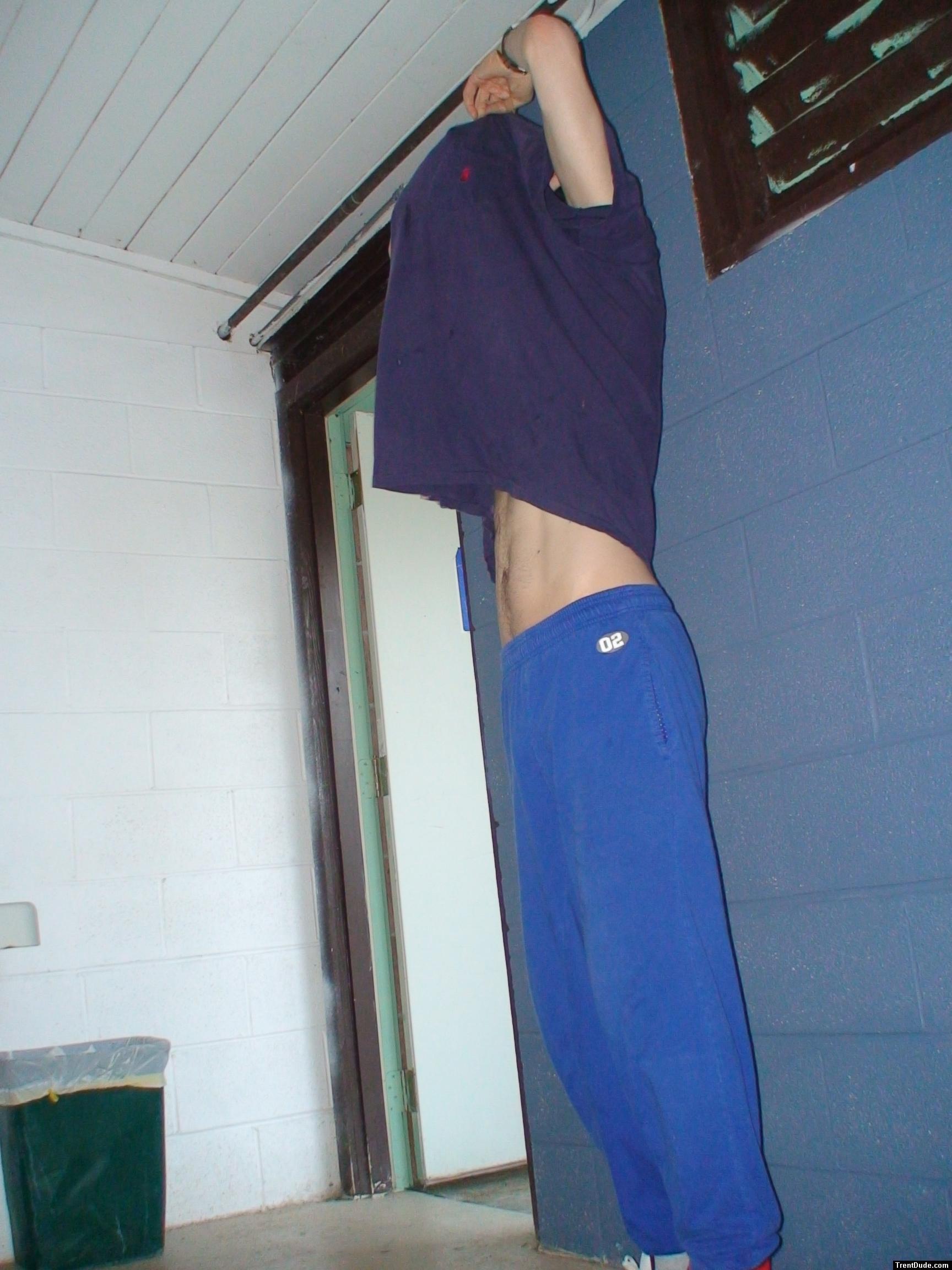 blue sweats and abs