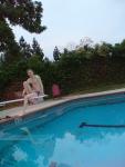 on the diving board in a GREEN MOOD SWIMSUIT from Ami Sanzuri
