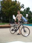biking to the pool in a speedo?