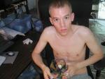 shirtless and A fruit smoothie