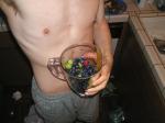 shirtless and A fruit smoothie