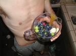 shirtless and A fruit smoothie