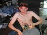 shirtless and A fruit smoothie