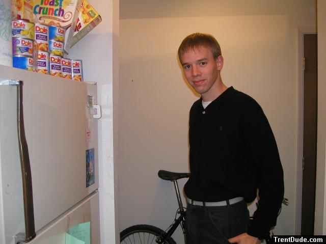 Trent in a black shirt, Dole fruit