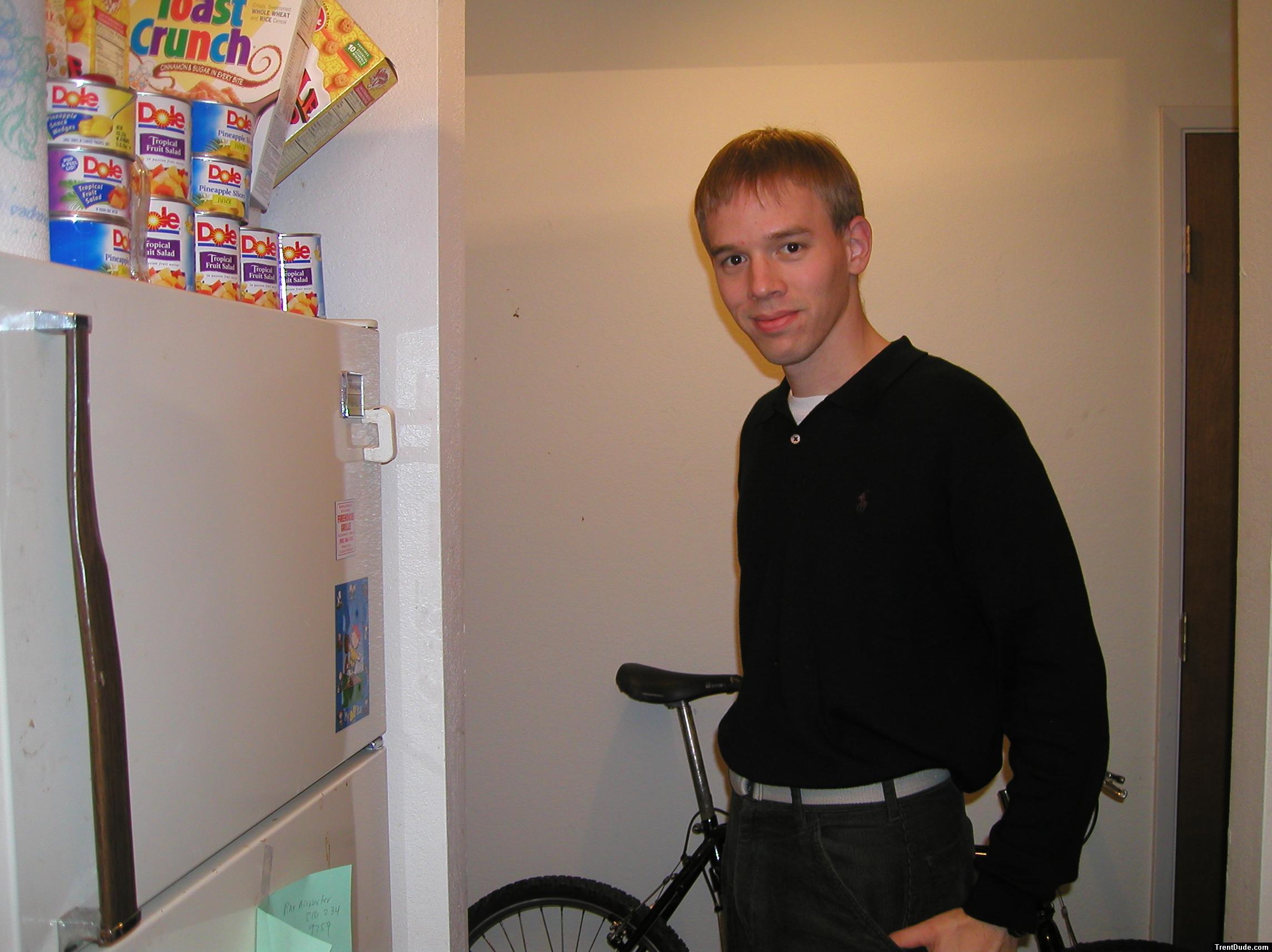 Trent in a black shirt, Dole fruit