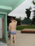 Ibiza Swim brief from Ami Sanzui.com (drying off after a swim)