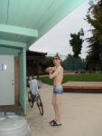 Ibiza Swim brief from Ami Sanzui.com (drying off after a swim)