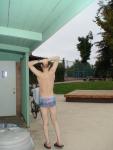 Ibiza Swim brief from Ami Sanzui.com (drying off after a swim)
