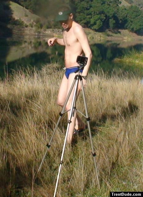 It took him a year to find a special swim hole (Speedo Aquablade brief) (tripod recording secondary video)