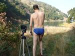 Blue string bikini - Merona brand from wal-mart - with a camera tripod on timer