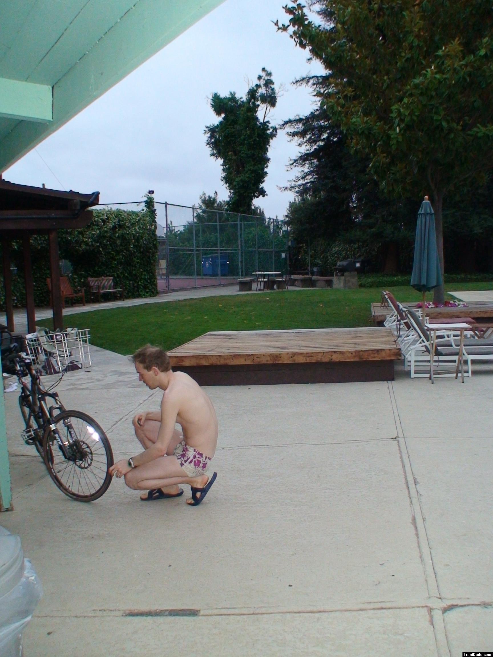 checking the tire pressure