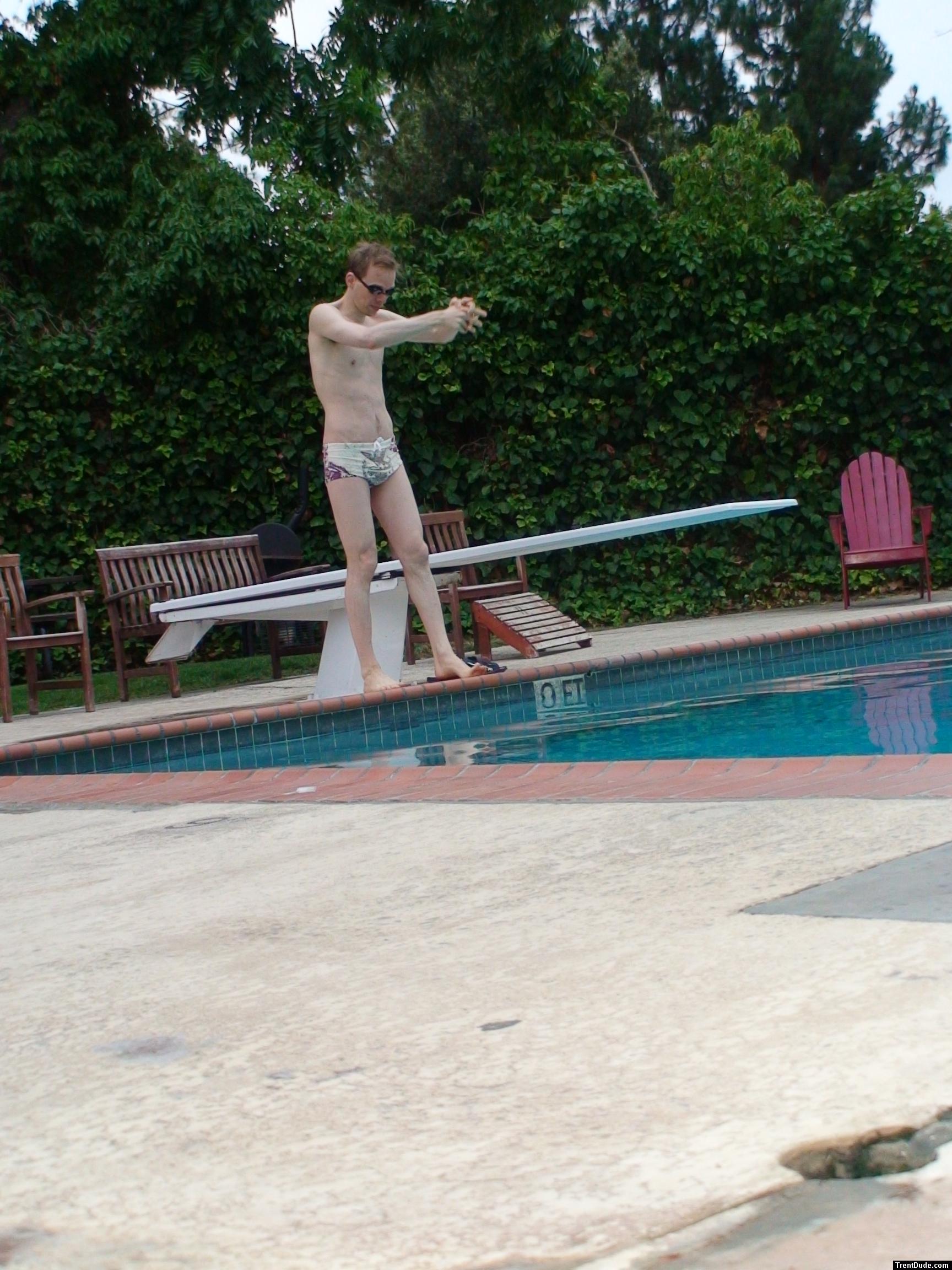 swimmer about to dive in wearing a Mexicano swim brief from Ami Sanzuri.com