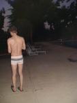 back side (white Speedo Engineered Stripe Square Cut suit)