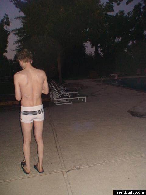 back side (white Speedo Engineered Stripe Square Cut suit)