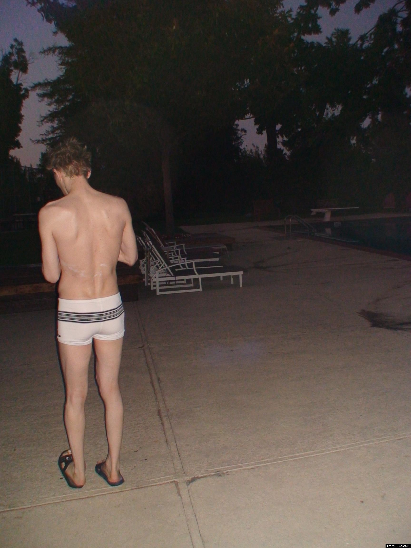 back side (white Speedo Engineered Stripe Square Cut suit)