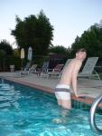 curves, white Speedo Engineered Stripe Square Cut suit (rear)