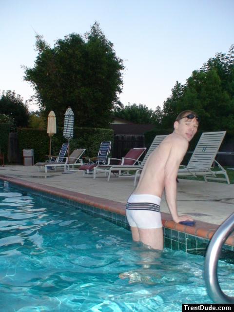 curves, white Speedo Engineered Stripe Square Cut suit (rear)