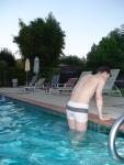 white Speedo Engineered Stripe Square Cut suit (rear)