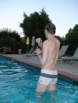 White speedo jammer, rear view (curves)  (best)
