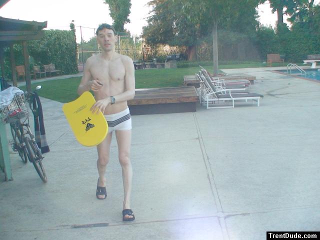 grabbing a kickboard from the bike