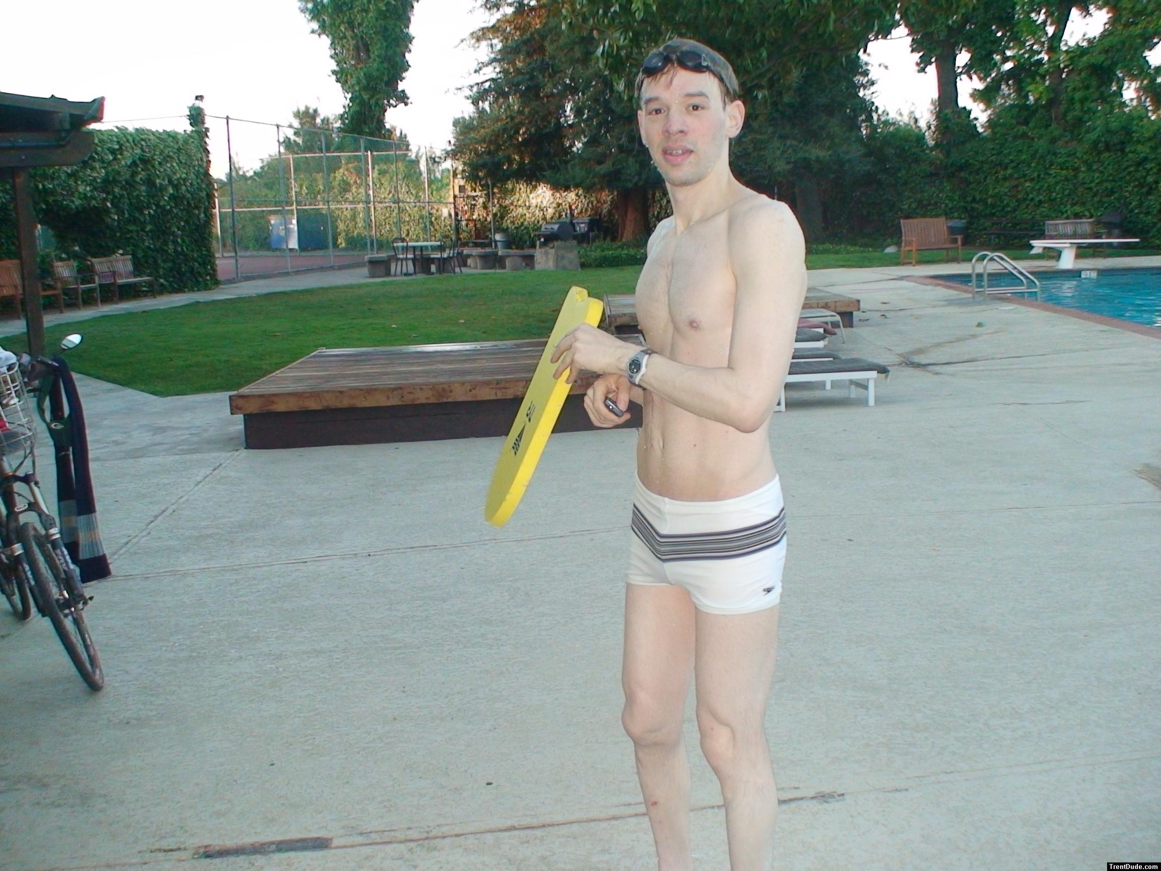 white Speedo Engineered Stripe Square Cut suit