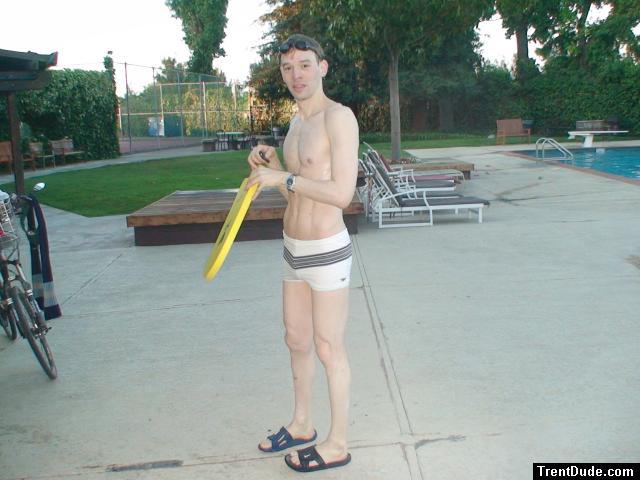 swimmer abs, white Speedo Engineered Stripe Square Cut suit (best)