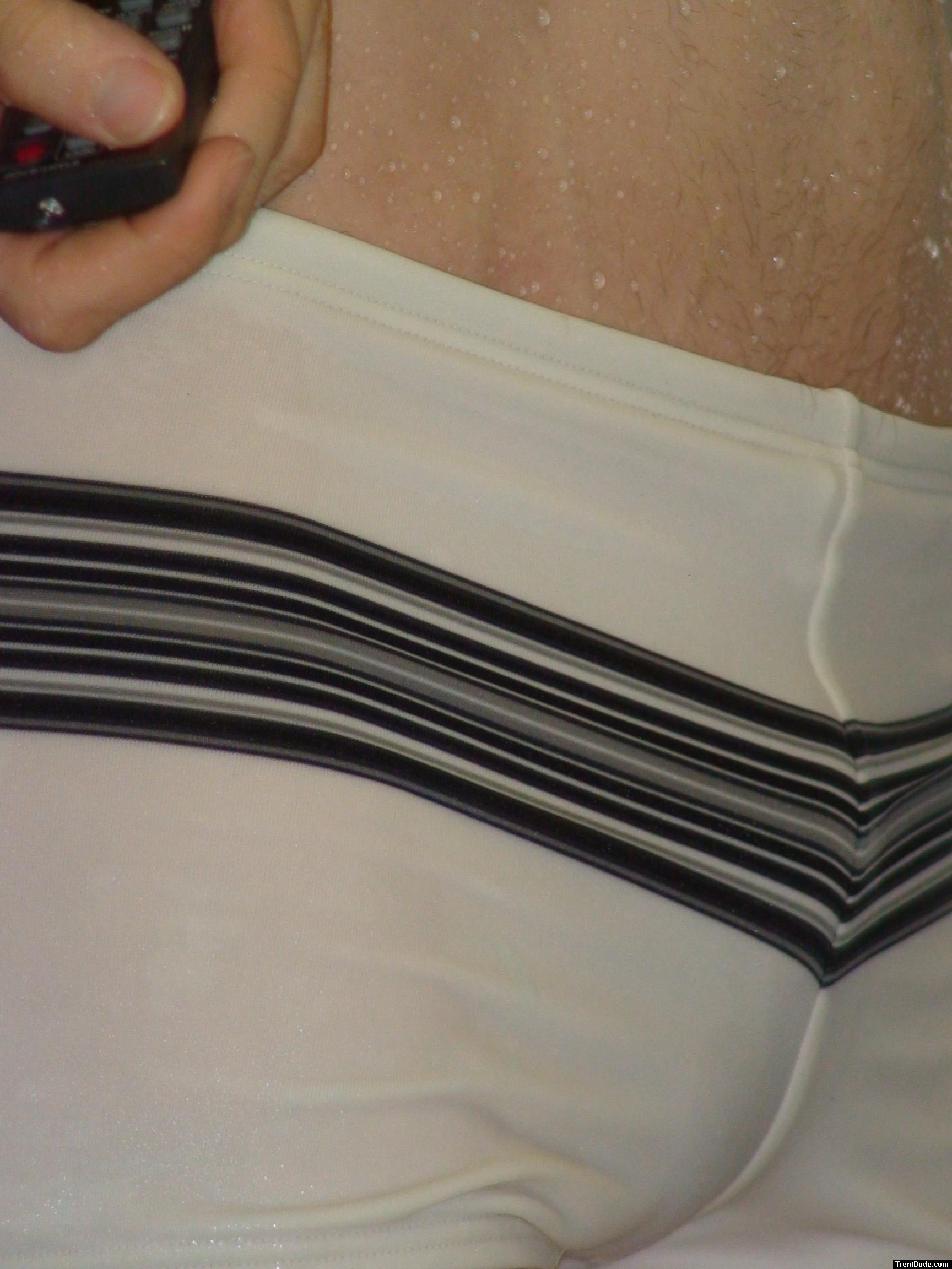 white square leg swim brief close up (front)