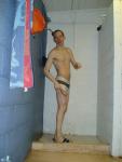 Scrubbing Brush in his hand