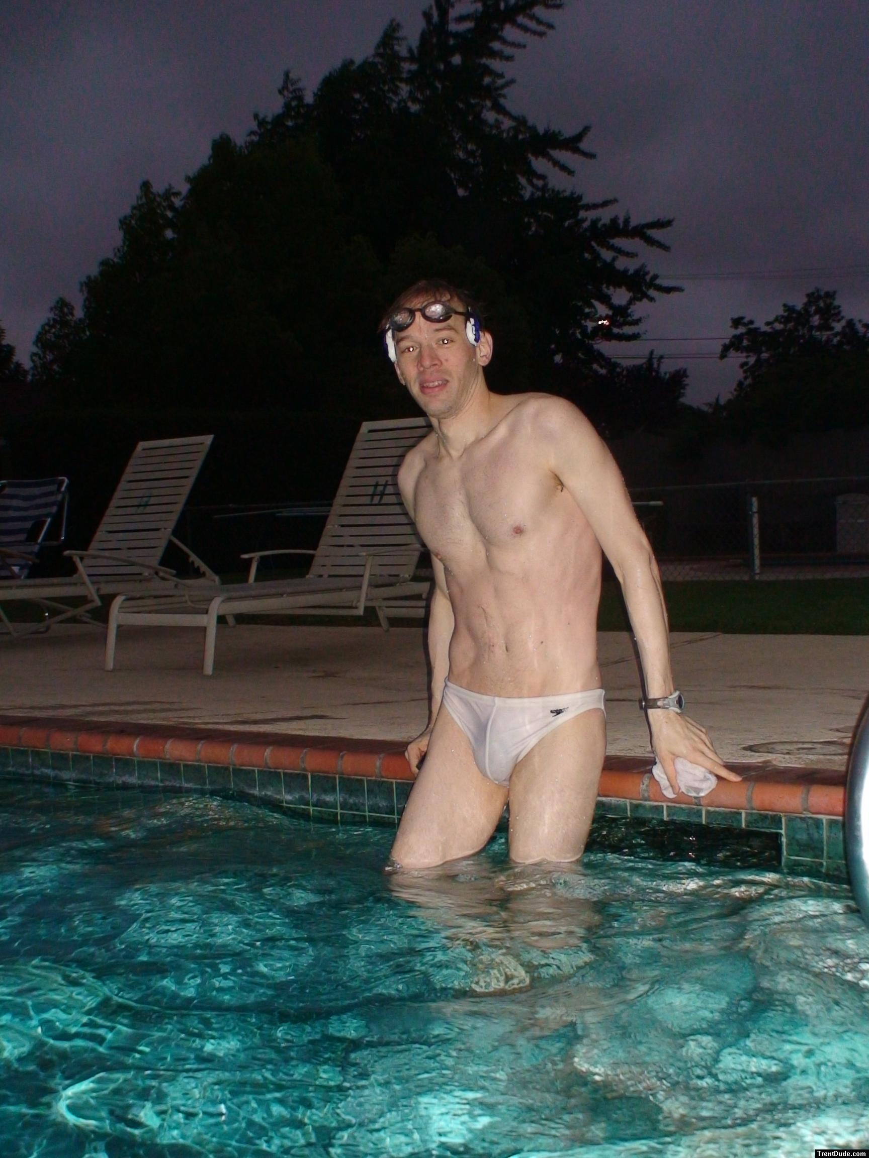 Swimmer and white speedo