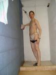 White speedo in the shower (pouch)