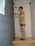 White speedo in the shower (pouch)
