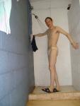 White wet speedo  in the shower