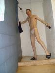 White speedo in the shower (smile)